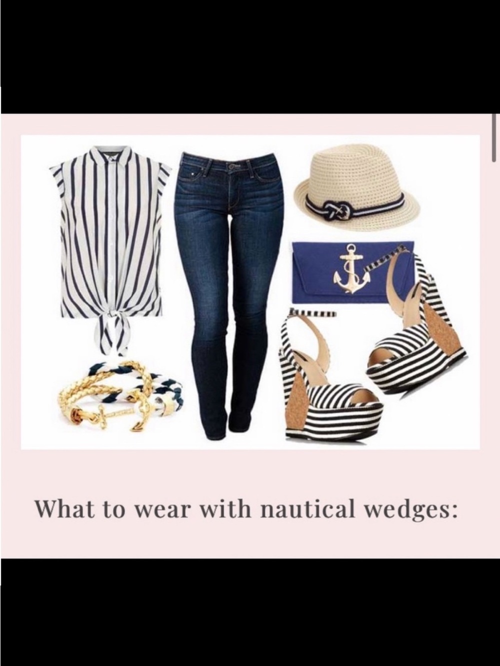 New Nautical Platform Wedge Sandals. Size 8.5.